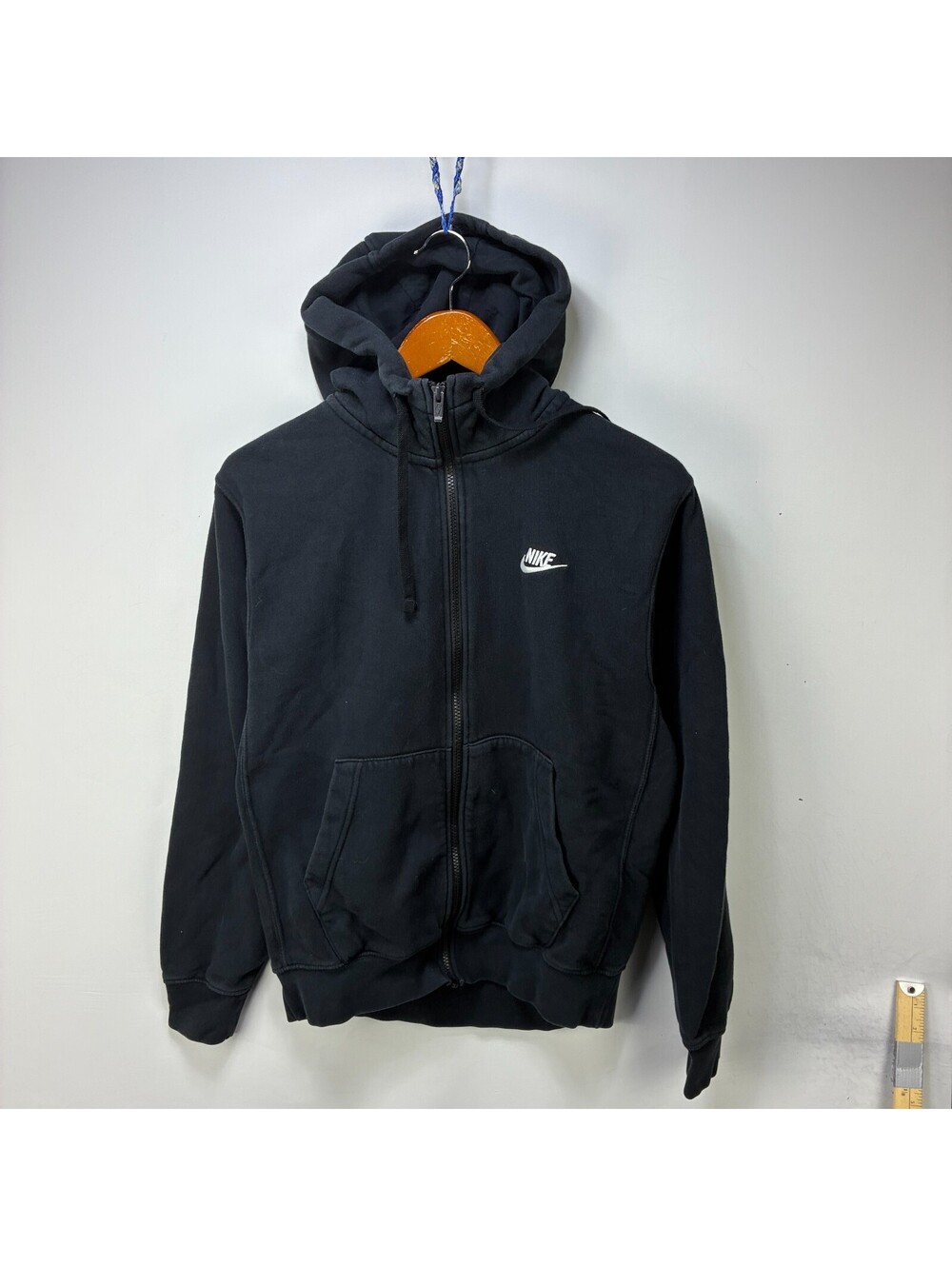 Vintage Nike Black Full Zip Hoodie Swoosh Small